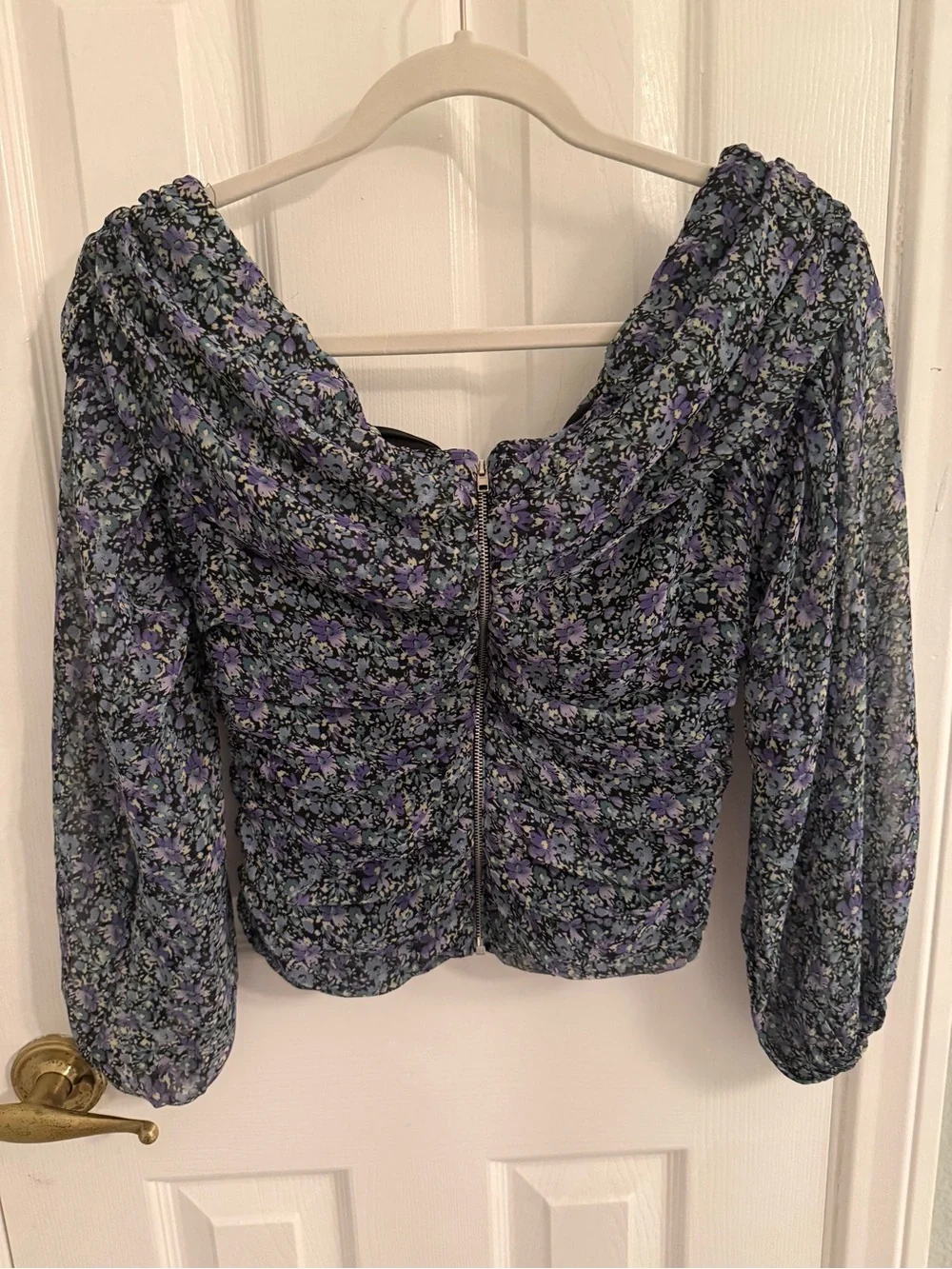 Astr the Label Floral Ruched Off-Shoulder Top